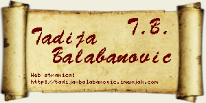 Tadija Balabanović vizit kartica